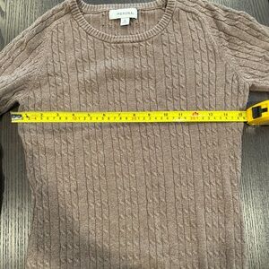 EUC Taupe Crewneck Cotton Cable Knit Longsleeve Sweater by Merona Size M
